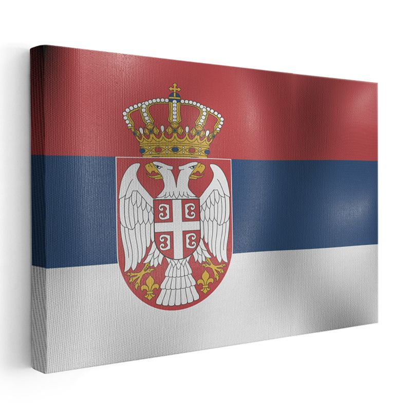 Sırbistan Bayrağı - Dalgalı Görünüm Kanvas Tablo