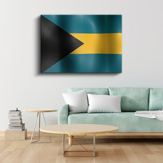 Bahamalar Bayrağı - Dalgalı Görünüm Kanvas Tablo