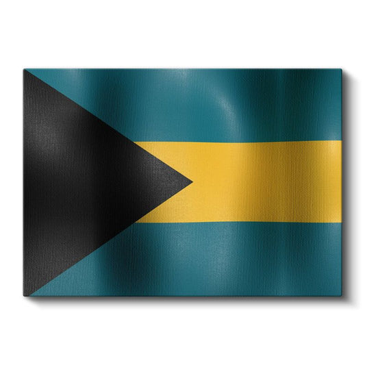 Bahamalar Bayrağı - Dalgalı Görünüm Kanvas Tablo