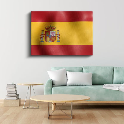 İspanya Bayrağı - Dalgalı Görünüm Kanvas Tablo