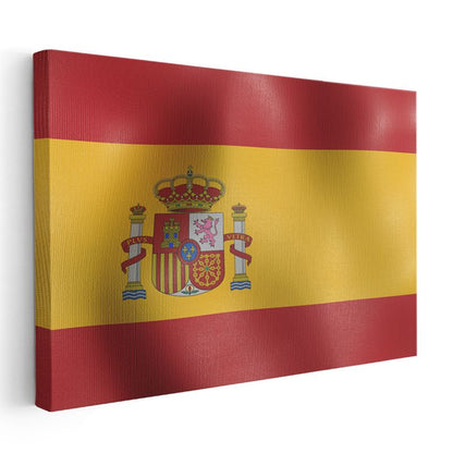 İspanya Bayrağı - Dalgalı Görünüm Kanvas Tablo