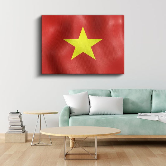 Vietnam Bayrağı - Dalgalı Görünüm Kanvas Tablo