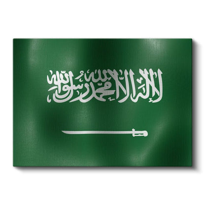 Suudi Arabistan Bayrağı - Dalgalı Görünüm Kanvas Tablo
