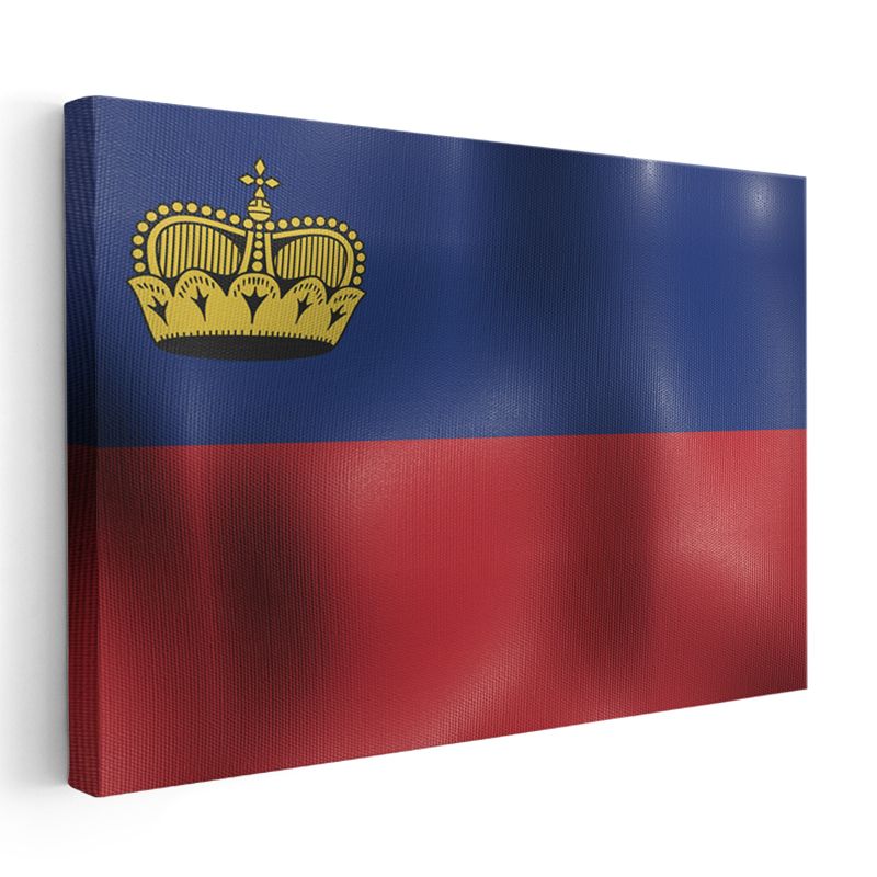 Liechtenstein Bayrağı - Dalgalı Görünüm Kanvas Tablo