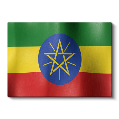 Etiyopya Bayrağı - Dalgalı Görünüm Kanvas Tablo