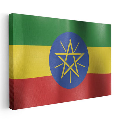 Etiyopya Bayrağı - Dalgalı Görünüm Kanvas Tablo