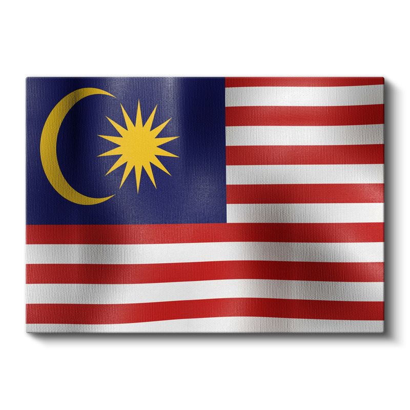 Malezya Bayrağı - Dalgalı Görünüm Kanvas Tablo