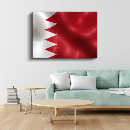 Bahreyn Bayrağı - Dalgalı Görünüm Kanvas Tablo