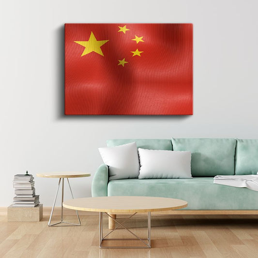 Çin Bayrağı - Dalgalı Görünüm Kanvas Tablo