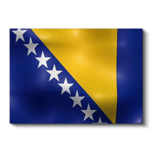 Bosna Hersek Bayrağı - Dalgalı Görünüm Kanvas Tablo