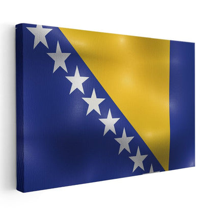 Bosna Hersek Bayrağı - Dalgalı Görünüm Kanvas Tablo