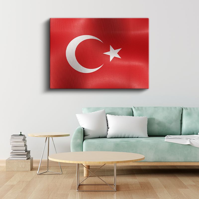 Türkiye Bayrağı - Dalgalı Görünüm Kanvas Tablo