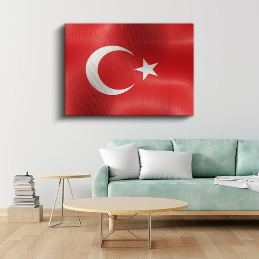 Türkiye Bayrağı - Dalgalı Görünüm Kanvas Tablo