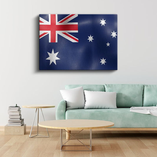 Avustralya Bayrağı - Dalgalı Görünüm Kanvas Tablo