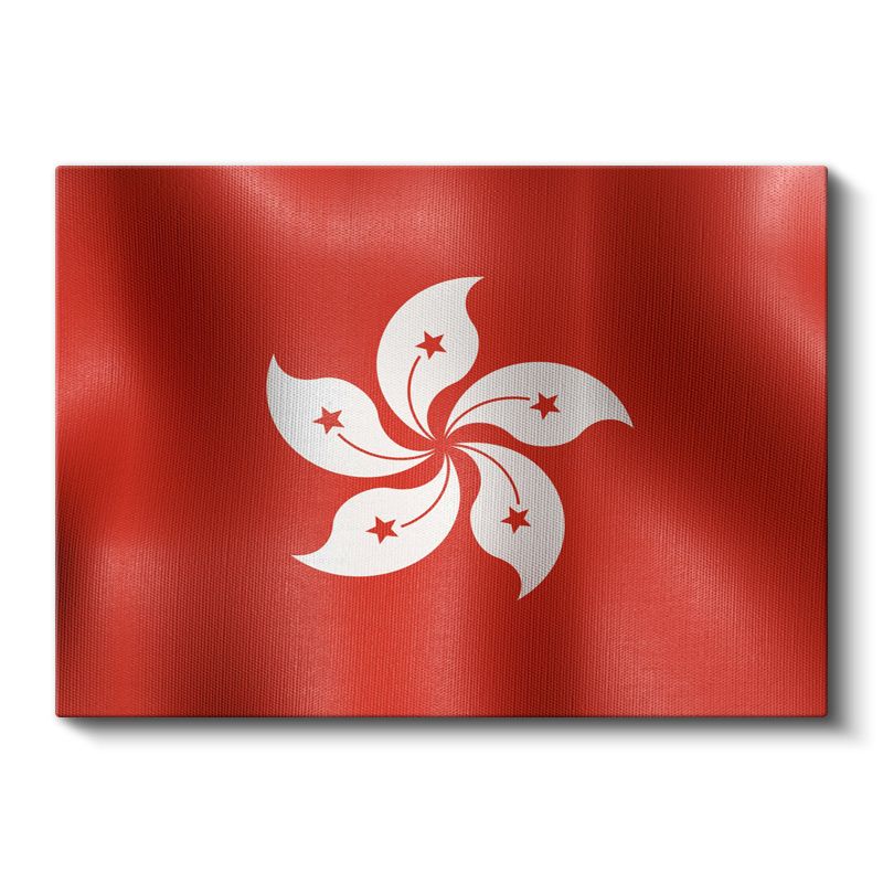 Hong Kong Bayrağı - Dalgalı Görünüm Kanvas Tablo