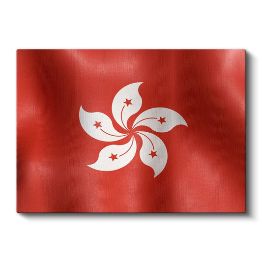 Hong Kong Bayrağı - Dalgalı Görünüm Kanvas Tablo