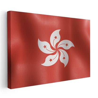 Hong Kong Bayrağı - Dalgalı Görünüm Kanvas Tablo