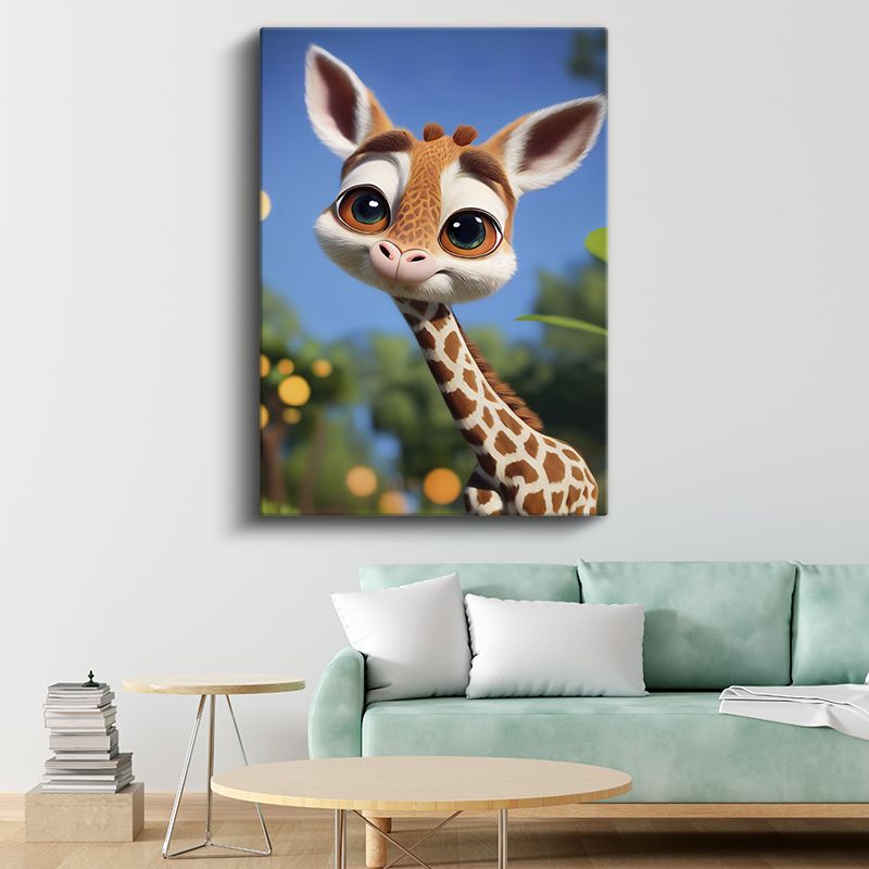 Sevimli Zürafa - Büyük Gözlü Minik Dostumuz Kanvas Tablo
