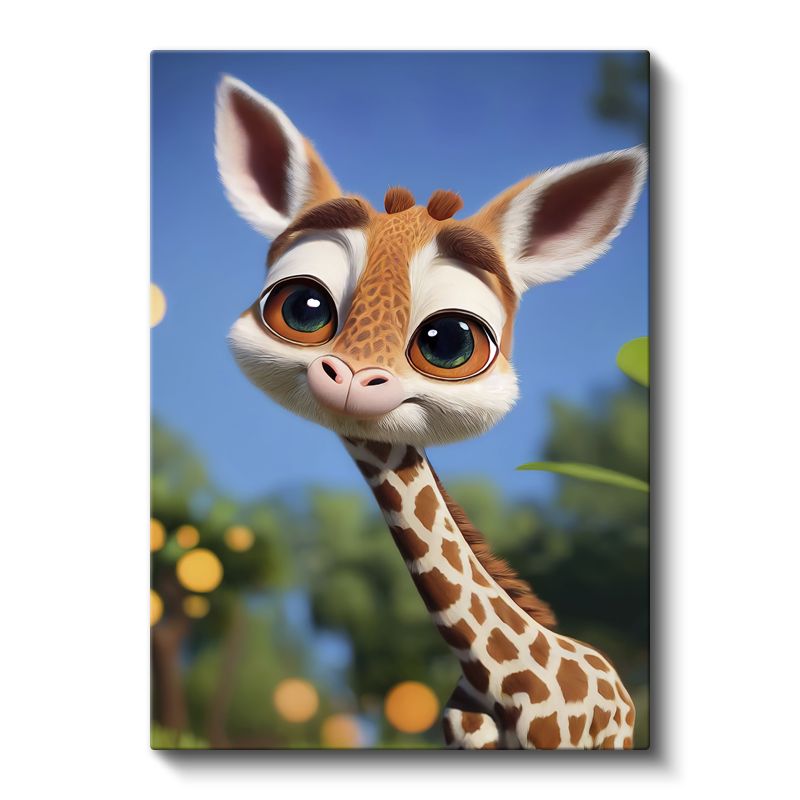 Sevimli Zürafa - Büyük Gözlü Minik Dostumuz Kanvas Tablo