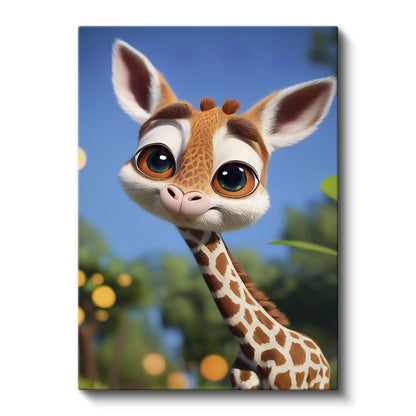 Sevimli Zürafa - Büyük Gözlü Minik Dostumuz Kanvas Tablo