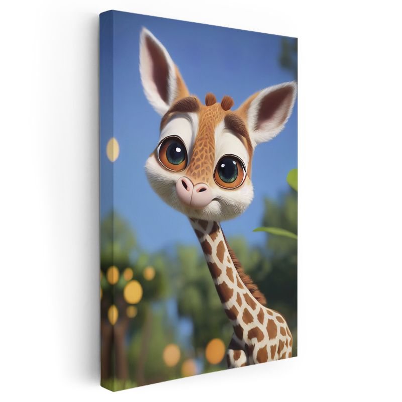 Sevimli Zürafa - Büyük Gözlü Minik Dostumuz Kanvas Tablo