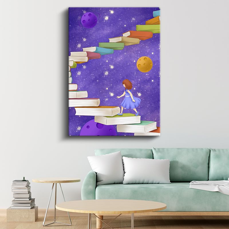 Kitap Merdiveni - Hayal Dünyasına Yolculuk Kanvas Tablo