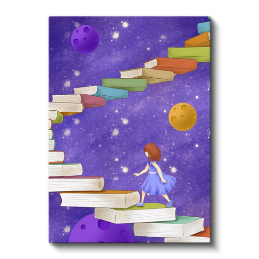 Kitap Merdiveni - Hayal Dünyasına Yolculuk Kanvas Tablo