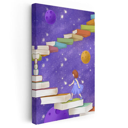 Kitap Merdiveni - Hayal Dünyasına Yolculuk Kanvas Tablo