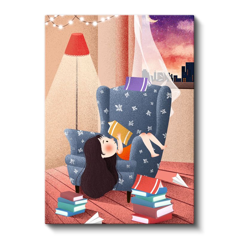 Kitap Kurdu - Okuma Köşesinde Tatlı Anlar Kanvas Tablo