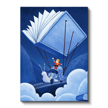 Kitap Paraşütü - Hayal Gücü Yolculuğu Kanvas Tablo