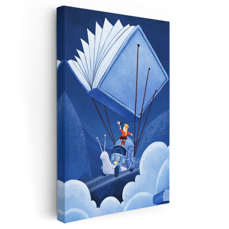 Kitap Paraşütü - Hayal Gücü Yolculuğu Kanvas Tablo