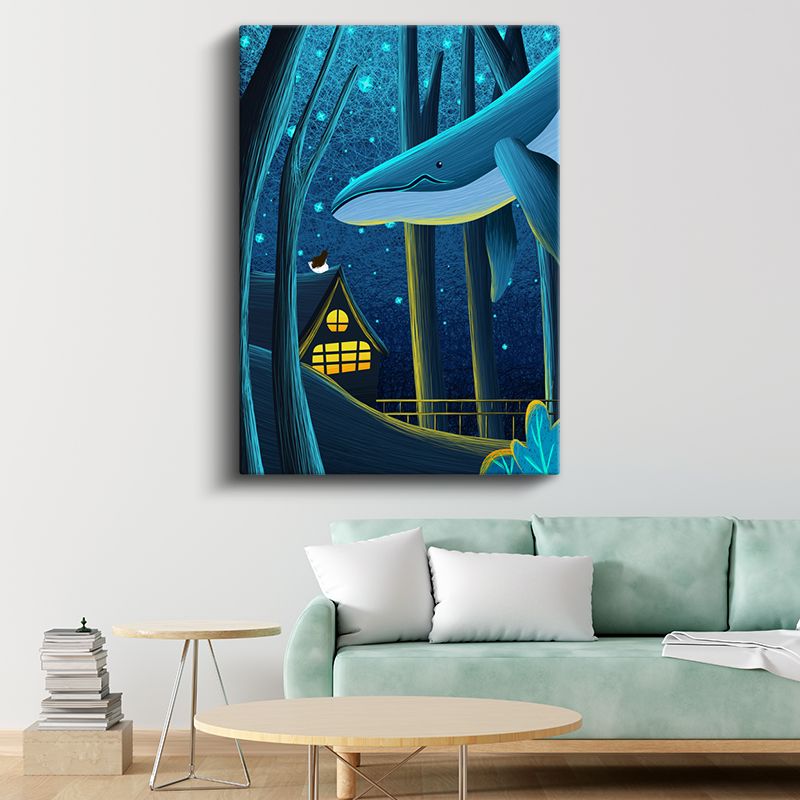 Gece Ormanı - Sihirli Ev ve Gökyüzü Balesi Kanvas Tablo