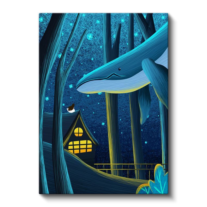 Gece Ormanı - Sihirli Ev ve Gökyüzü Balesi Kanvas Tablo