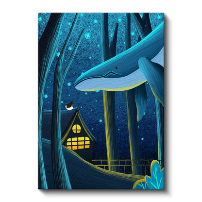 Gece Ormanı - Sihirli Ev ve Gökyüzü Balesi Kanvas Tablo
