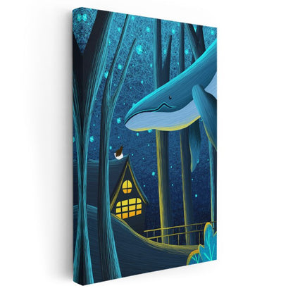 Gece Ormanı - Sihirli Ev ve Gökyüzü Balesi Kanvas Tablo