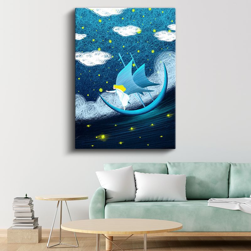 Ay Teknesi - Yıldızlar Arasında Yolculuk Kanvas Tablo