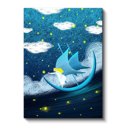 Ay Teknesi - Yıldızlar Arasında Yolculuk Kanvas Tablo