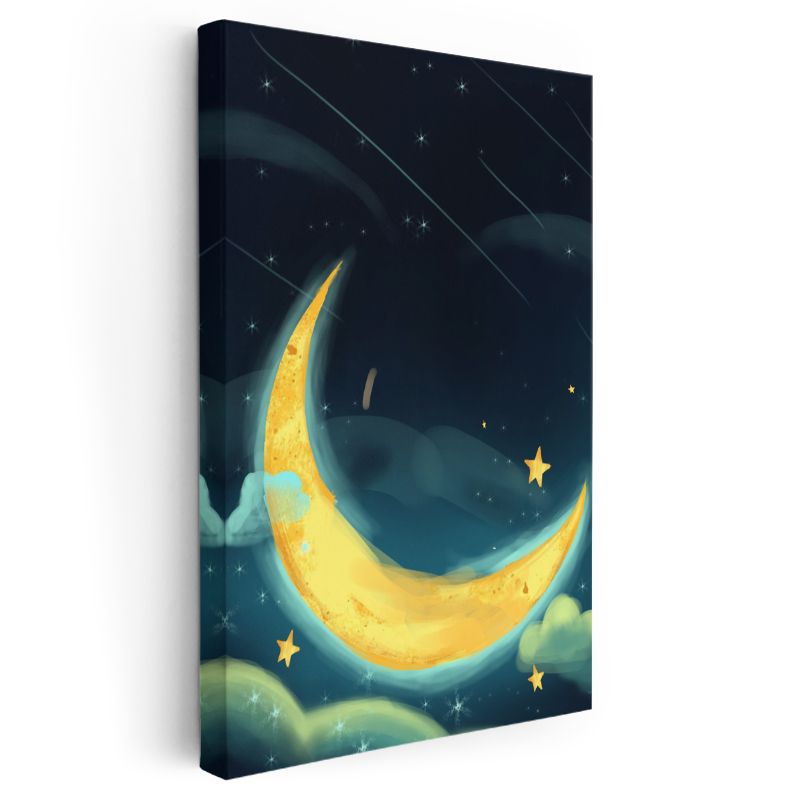 Altın Ay - Yıldızlı Gecenin Büyüsü Kanvas Tablo