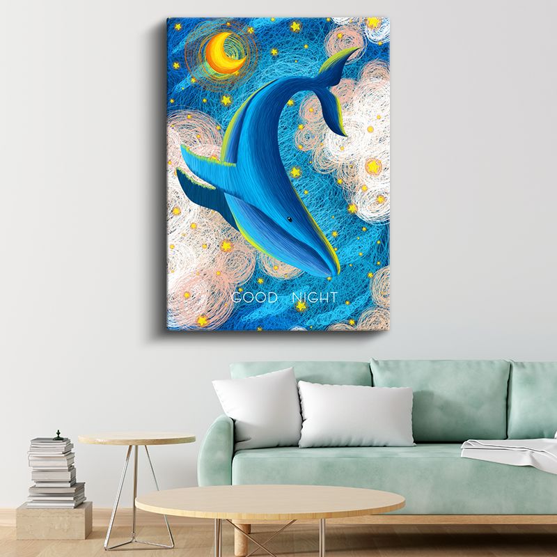 Gece Balinası - Yıldızlı Gökyüzünün Dansçısı Kanvas Tablo