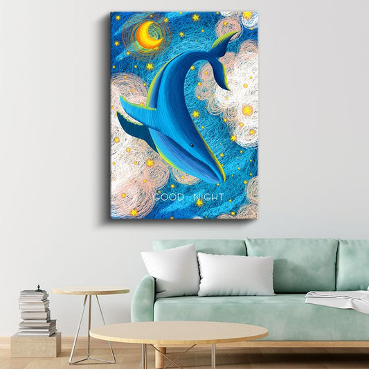 Gece Balinası - Yıldızlı Gökyüzünün Dansçısı Kanvas Tablo