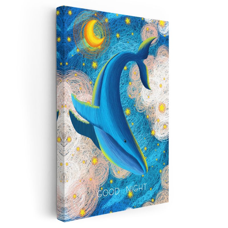 Gece Balinası - Yıldızlı Gökyüzünün Dansçısı Kanvas Tablo