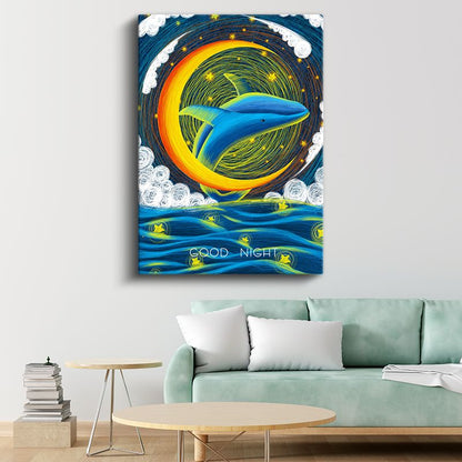 Ay Dansı - Gökyüzünün Mavi Balinası Kanvas Tablo