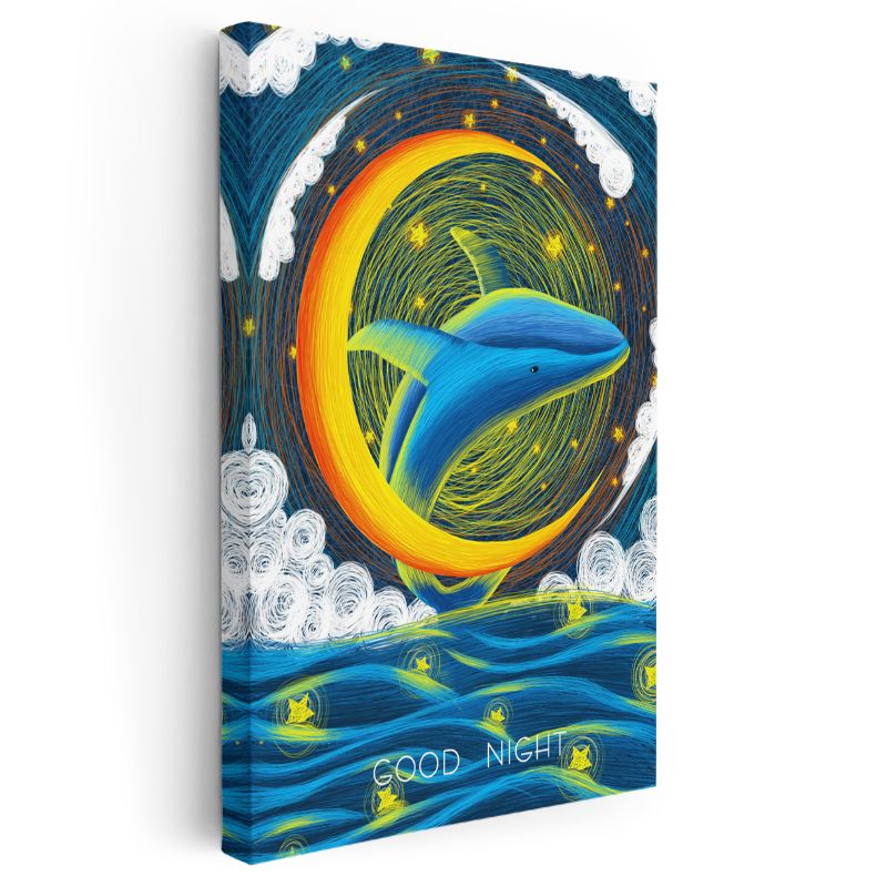 Ay Dansı - Gökyüzünün Mavi Balinası Kanvas Tablo