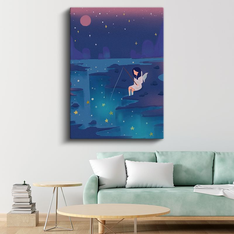 Yıldız Avcısı - Gökyüzünün Melek Kızı Kanvas Tablo
