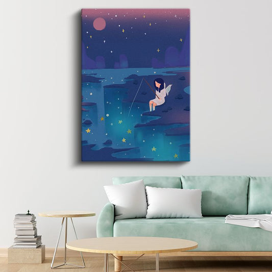 Yıldız Avcısı - Gökyüzünün Melek Kızı Kanvas Tablo