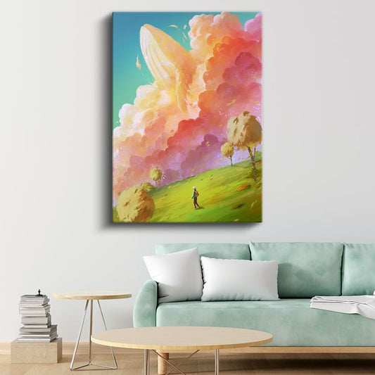 Gökyüzü Balinası - Renkli Bulutlar Arasında Hayal Dünyası Kanvas Tablo
