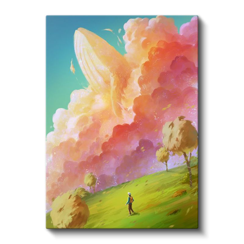 Gökyüzü Balinası - Renkli Bulutlar Arasında Hayal Dünyası Kanvas Tablo