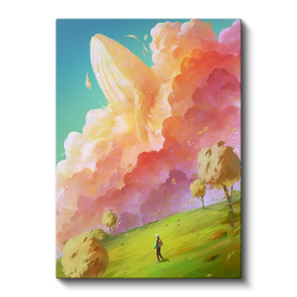 Gökyüzü Balinası - Renkli Bulutlar Arasında Hayal Dünyası Kanvas Tablo