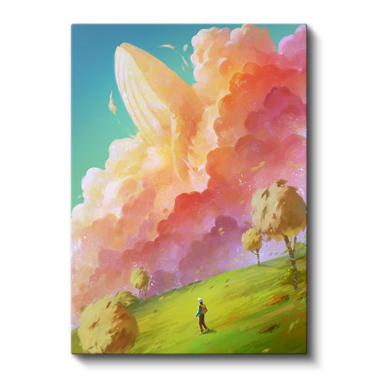 Gökyüzü Balinası - Renkli Bulutlar Arasında Hayal Dünyası Kanvas Tablo