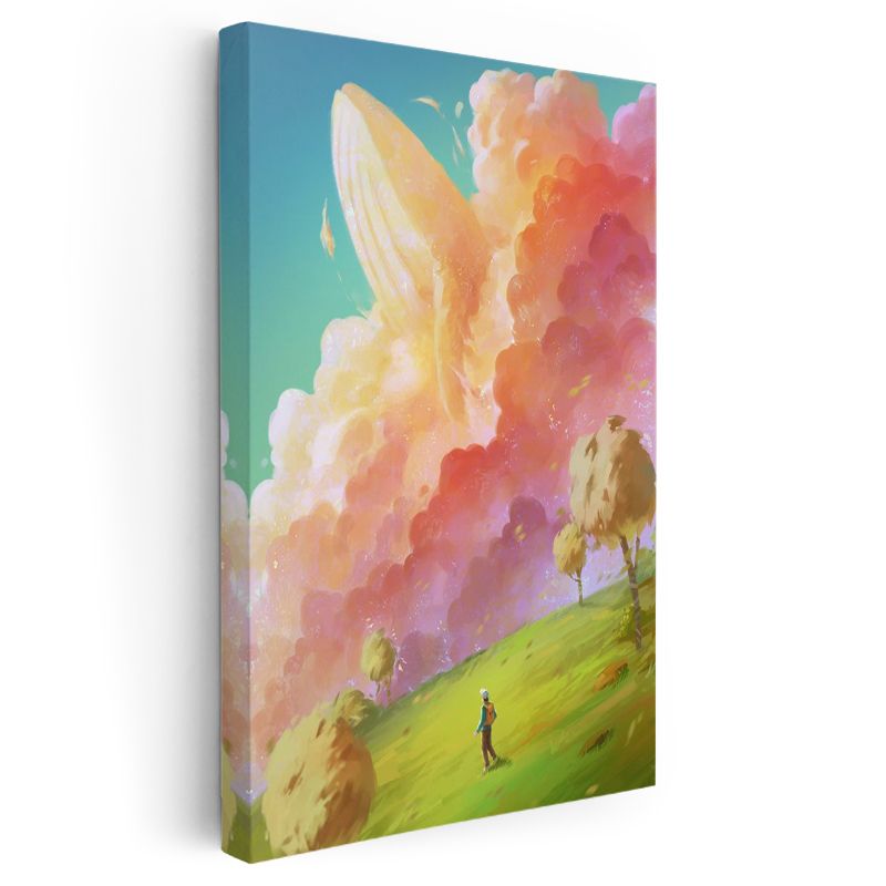 Gökyüzü Balinası - Renkli Bulutlar Arasında Hayal Dünyası Kanvas Tablo